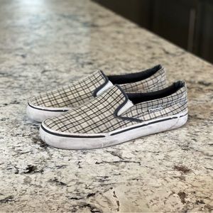 Beige/Black Plaid Airwalk Slip-On Shoes